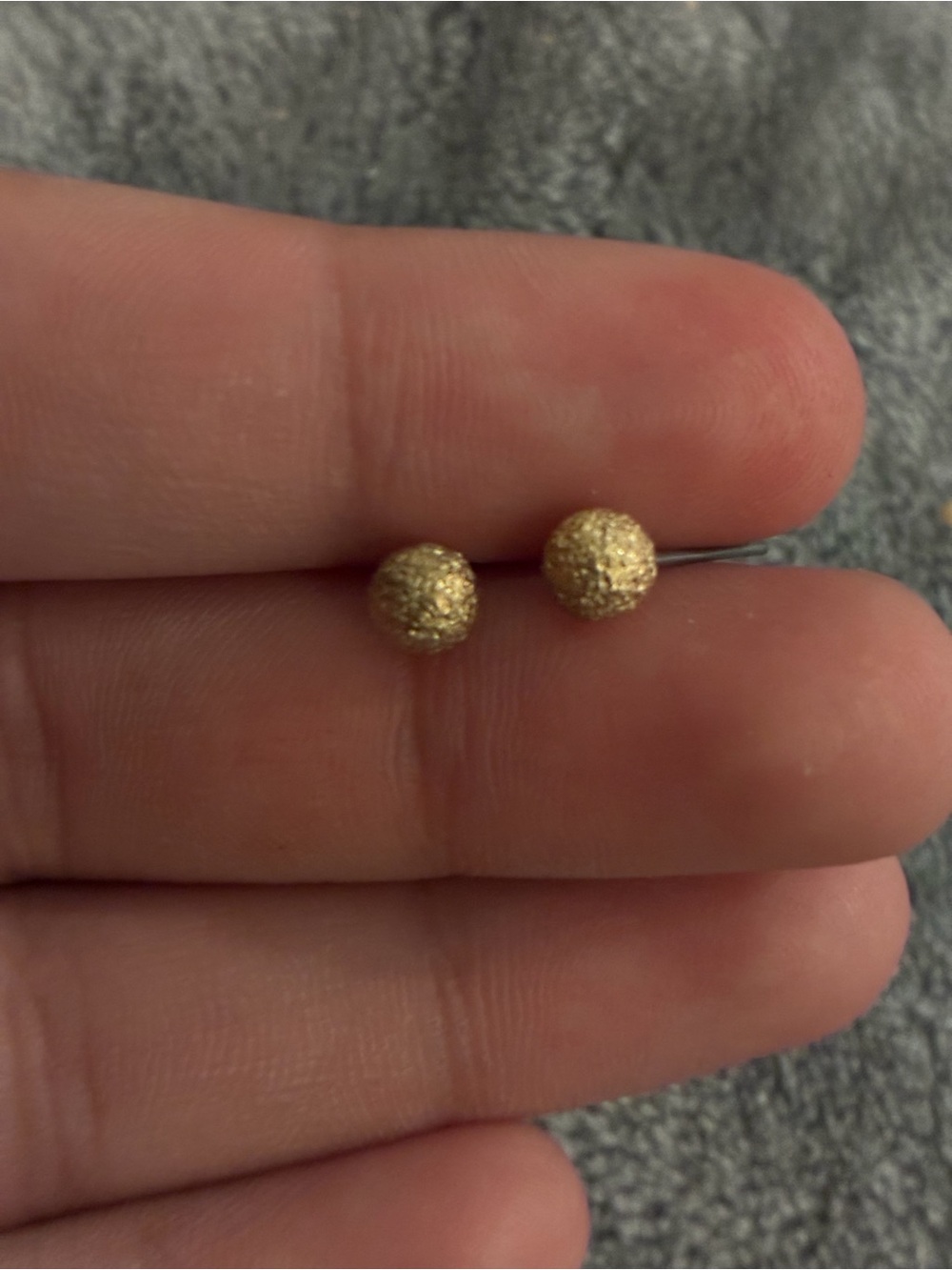 Rugged Textured Gold Ball Stud Earrings